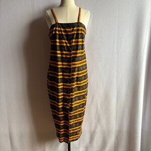 African-Inspired Cotton Print Sleeveless Slim Sheath Dress
